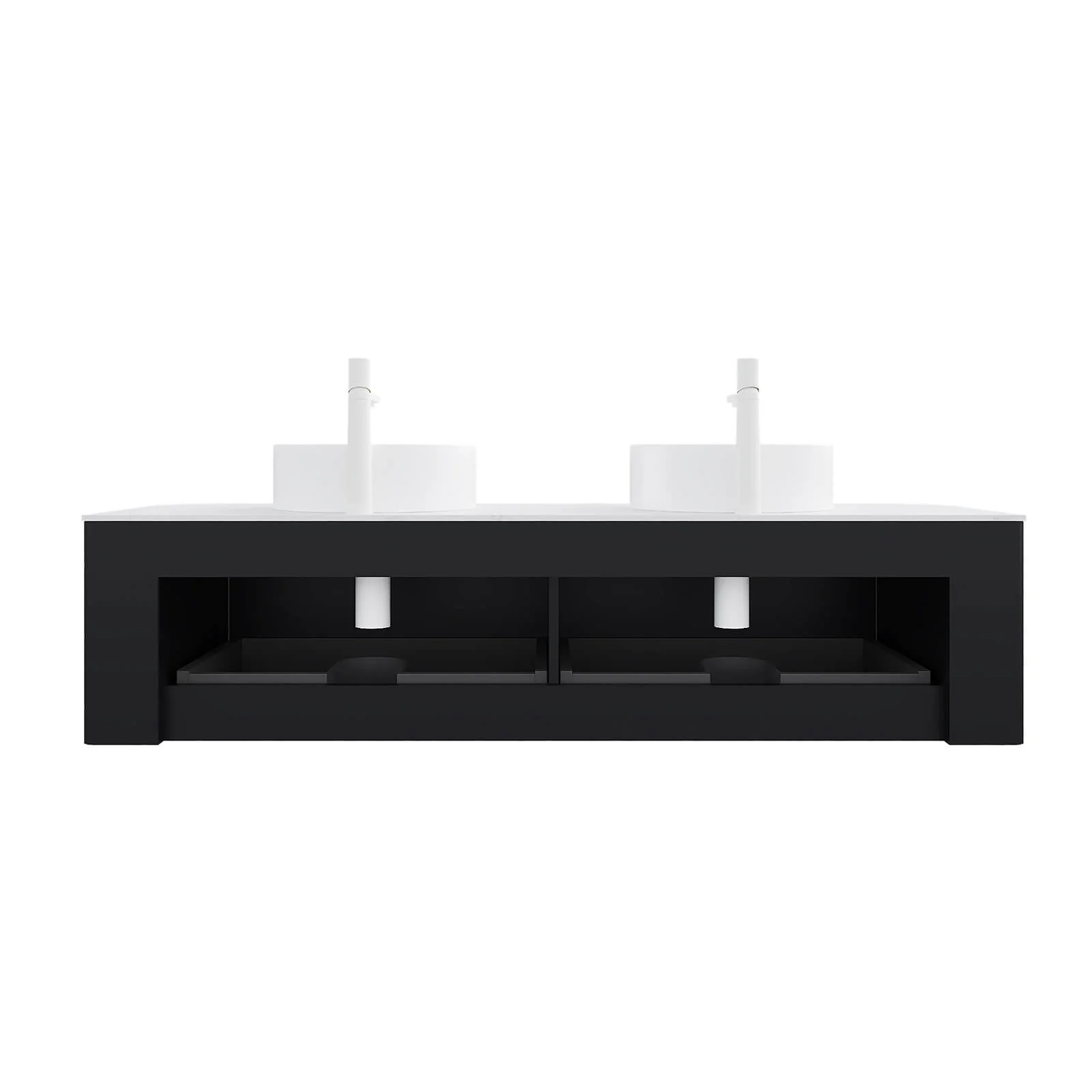 60" Pre-Assembled Floating Vanity with Curved-Edge Striped Design in Black - Image 8