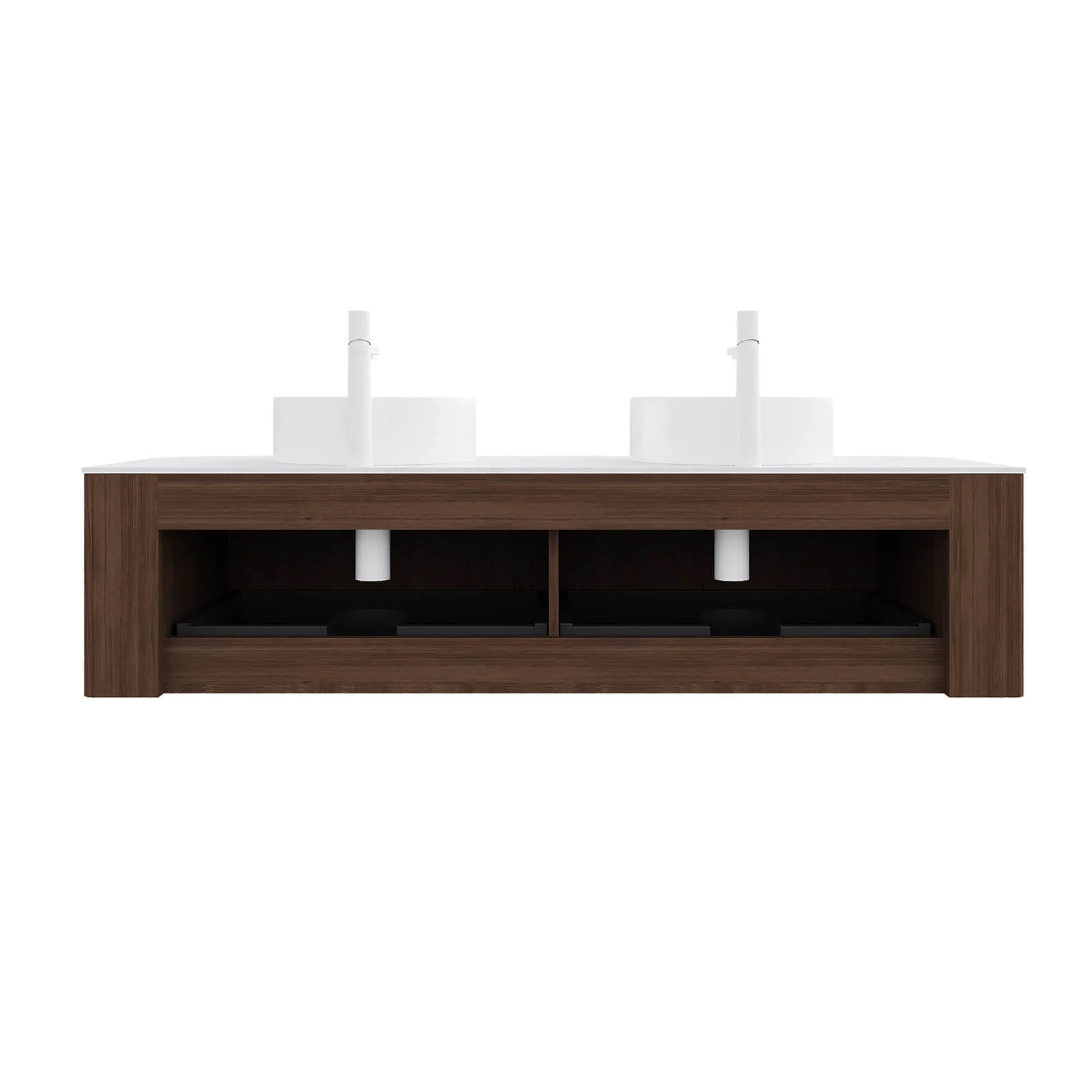 60" Pre-Assembled Floating Vanity with Curved-Edge Striped Design in Walnut - Image 9