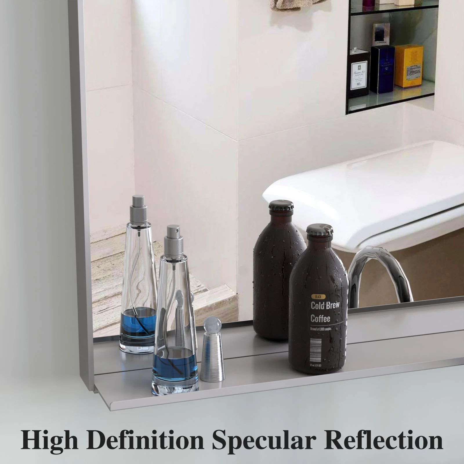 60"x36" Modern Decorative Rectangle Bathroom Mirror with Black or Silver Aluminum Frame - Image 10