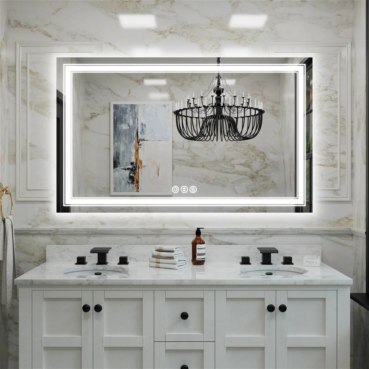 60"x36" LED Bathroom Mirror Anti-Fog Shatterproof ETL Certified