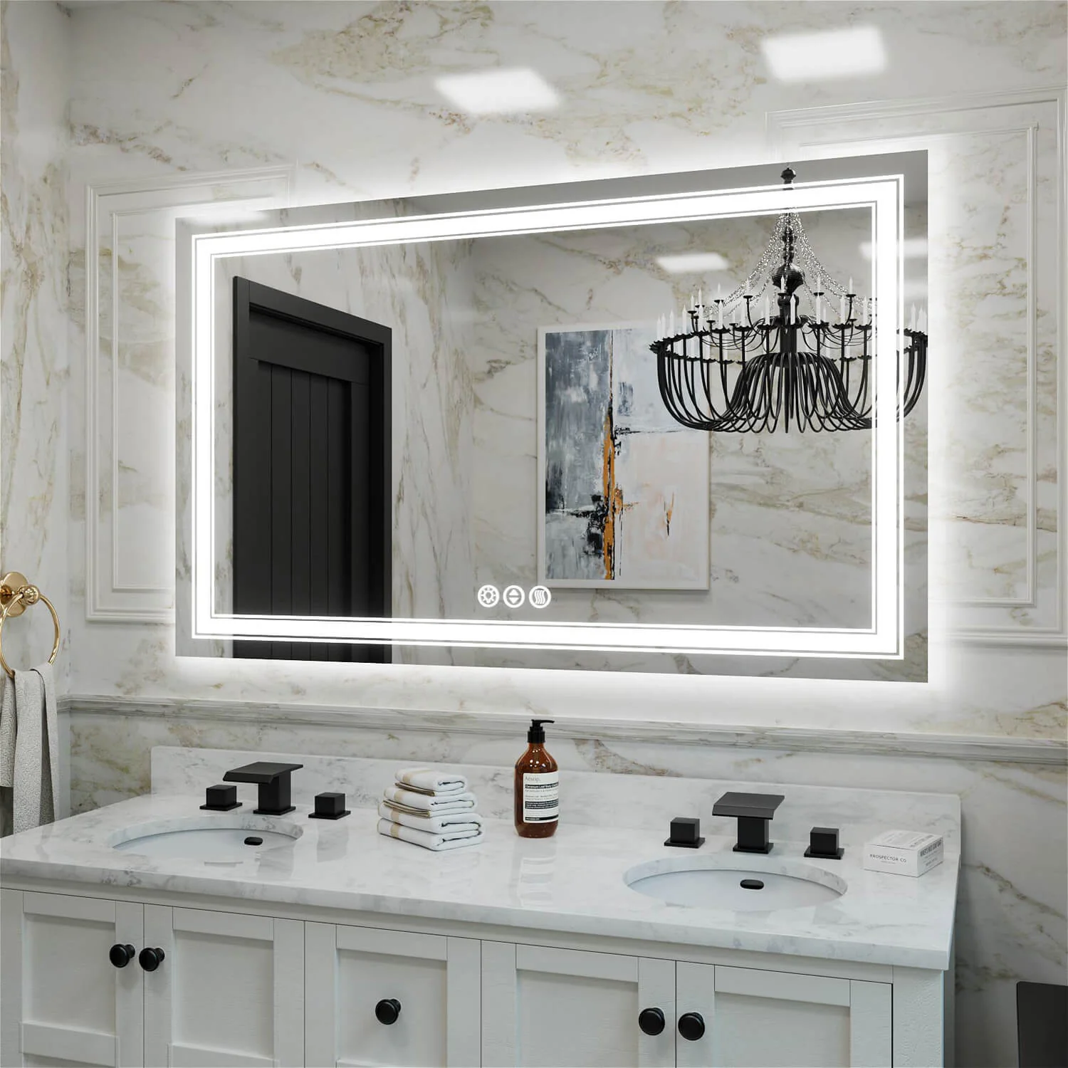 60"x36" LED Bathroom Mirror Anti-Fog Shatterproof ETL Certified - Image 2