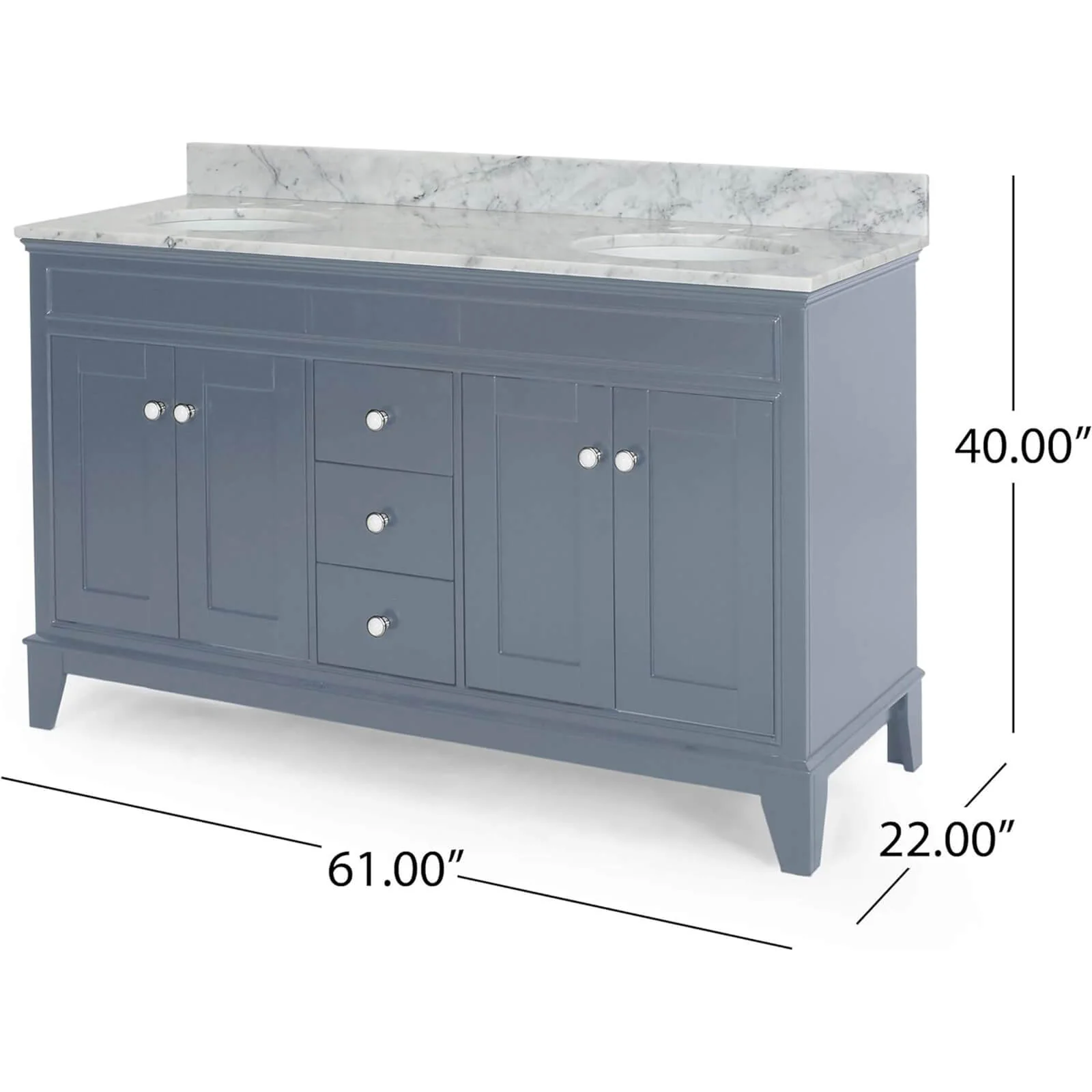 61" Blue Gray Double Sink Vanity with Backsplash - Image 12