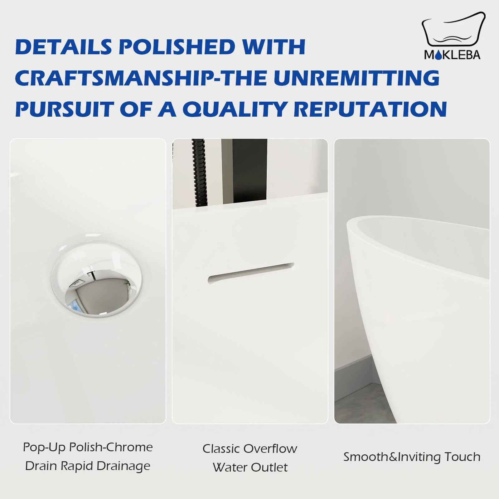 Mokleba 62" Acrylic Double Slipper Freestanding Soaking Bathtub Glossy White - Image 8