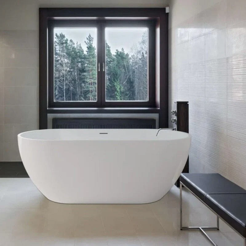 Mokleba 62 x 28 In Oval Freestanding Soaking Bathtub Acrylic White - Image 5