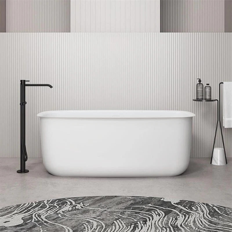 Mokleba 63" Acrylic Flatbottom Bathtub with Roll Top Freestanding Soaking Tub - Image 10