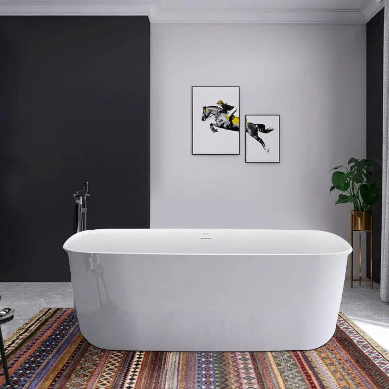 Mokleba 63" Acrylic Flatbottom Bathtub with Roll Top Freestanding Soaking Tub - Image 11