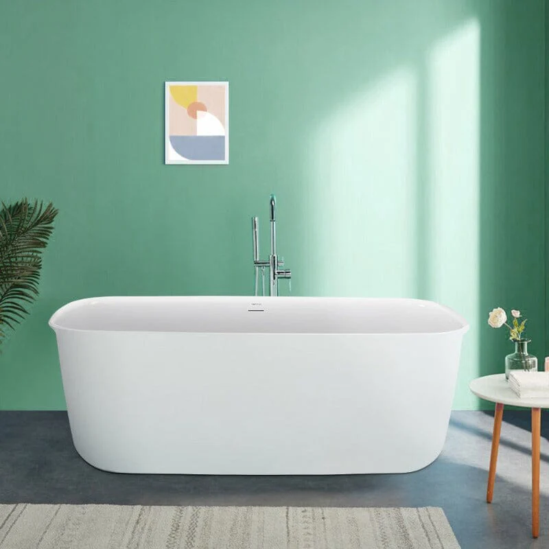 Mokleba 63" Acrylic Flatbottom Bathtub with Roll Top Freestanding Soaking Tub - Image 12