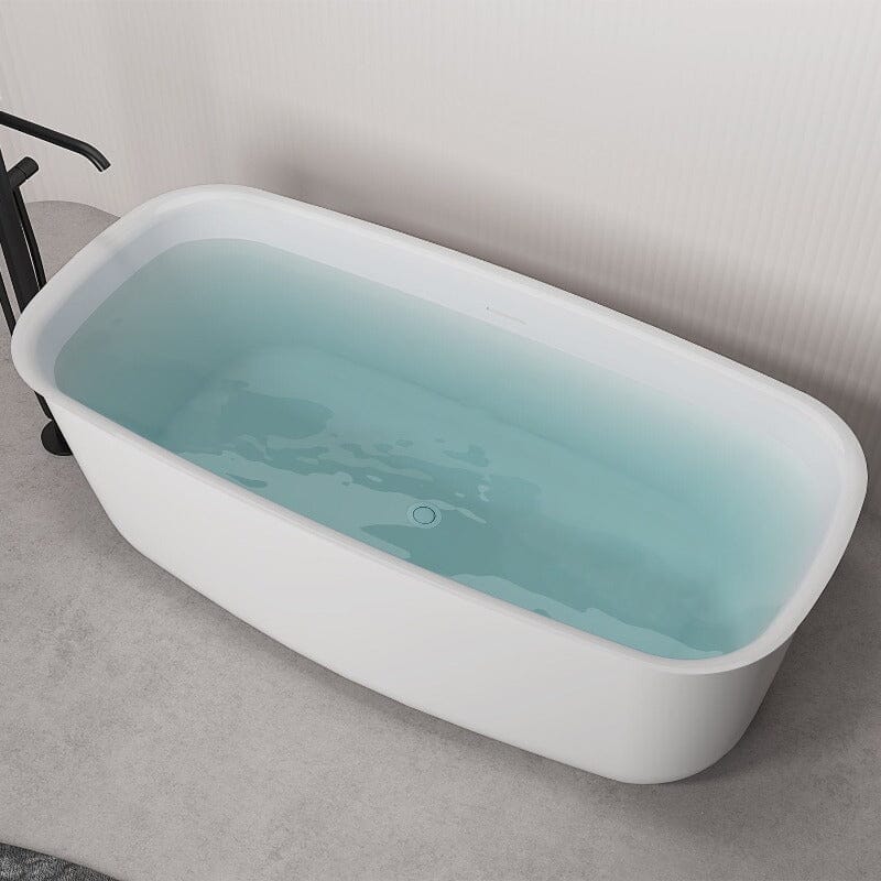 Mokleba 63" Acrylic Flatbottom Bathtub with Roll Top Freestanding Soaking Tub - Image 13