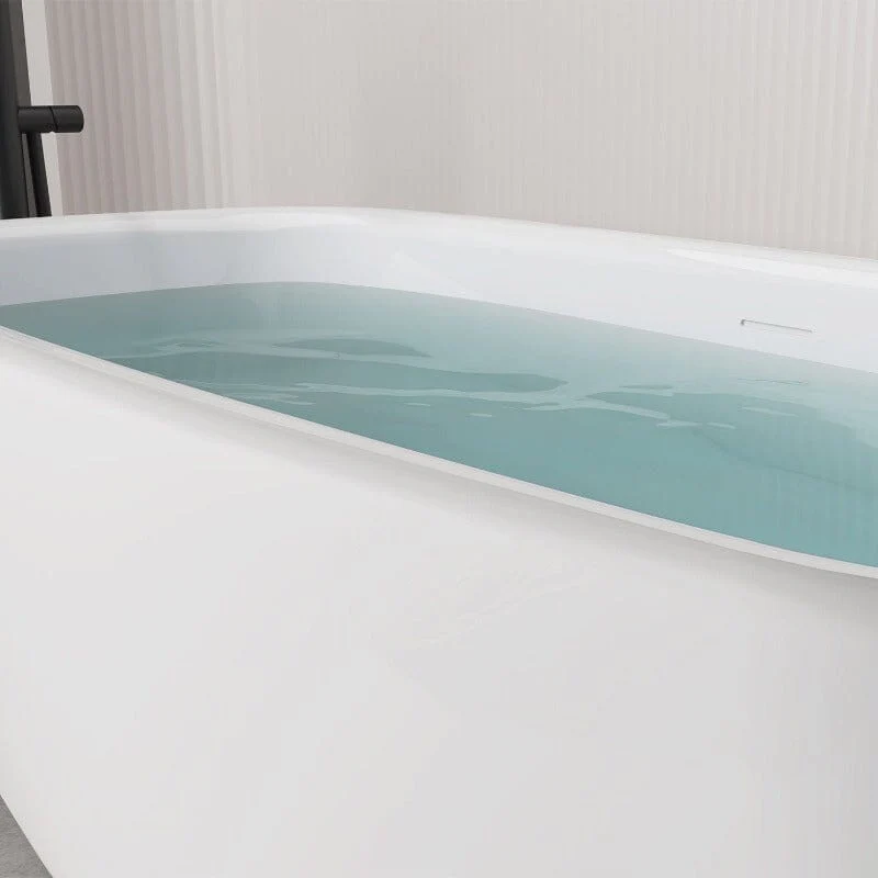 Mokleba 63" Acrylic Flatbottom Bathtub with Roll Top Freestanding Soaking Tub - Image 14