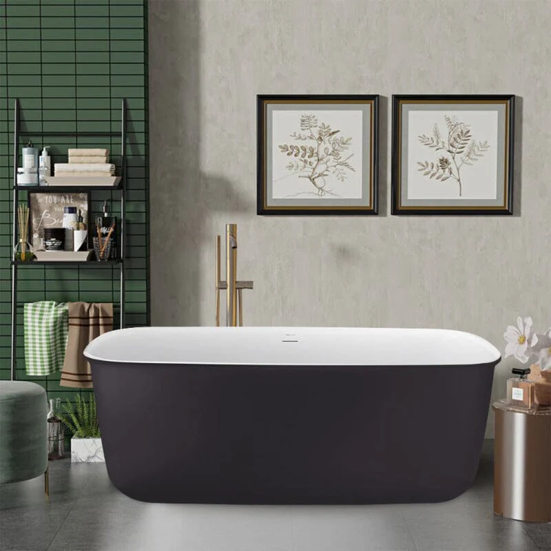 Mokleba 63" Acrylic Flatbottom Bathtub with Roll Top Freestanding Soaking Tub - Image 17