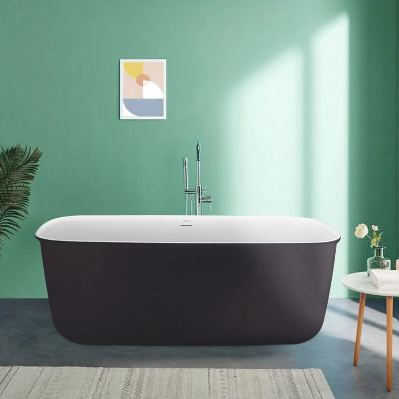 Mokleba 63" Acrylic Flatbottom Bathtub with Roll Top Freestanding Soaking Tub - Image 18