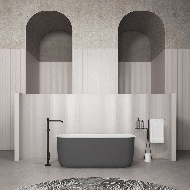 Mokleba 63" Acrylic Flatbottom Bathtub with Roll Top Freestanding Soaking Tub - Image 19