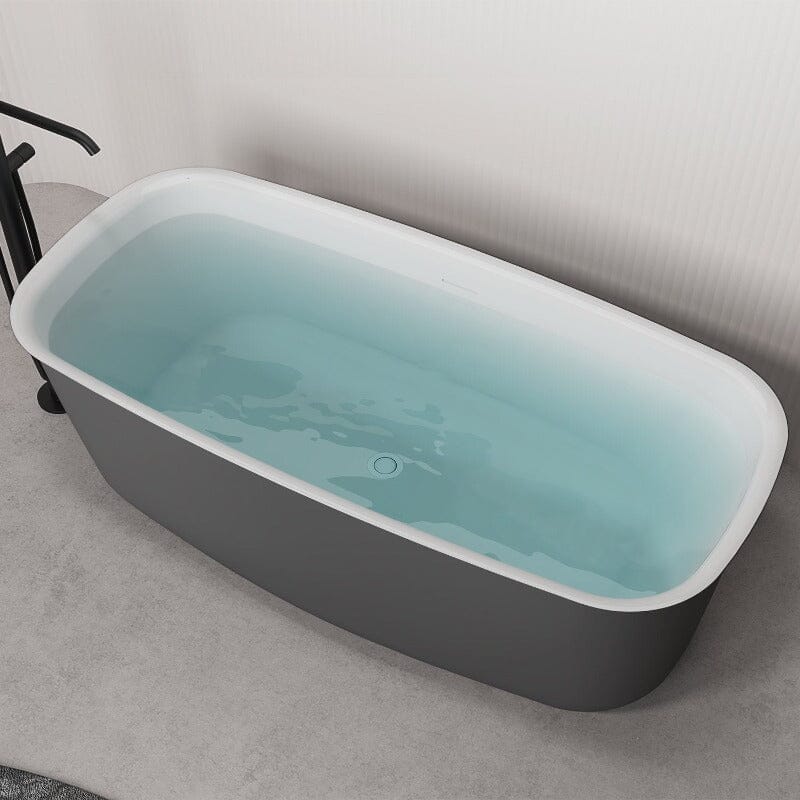 Mokleba 63" Acrylic Flatbottom Bathtub with Roll Top Freestanding Soaking Tub - Image 20