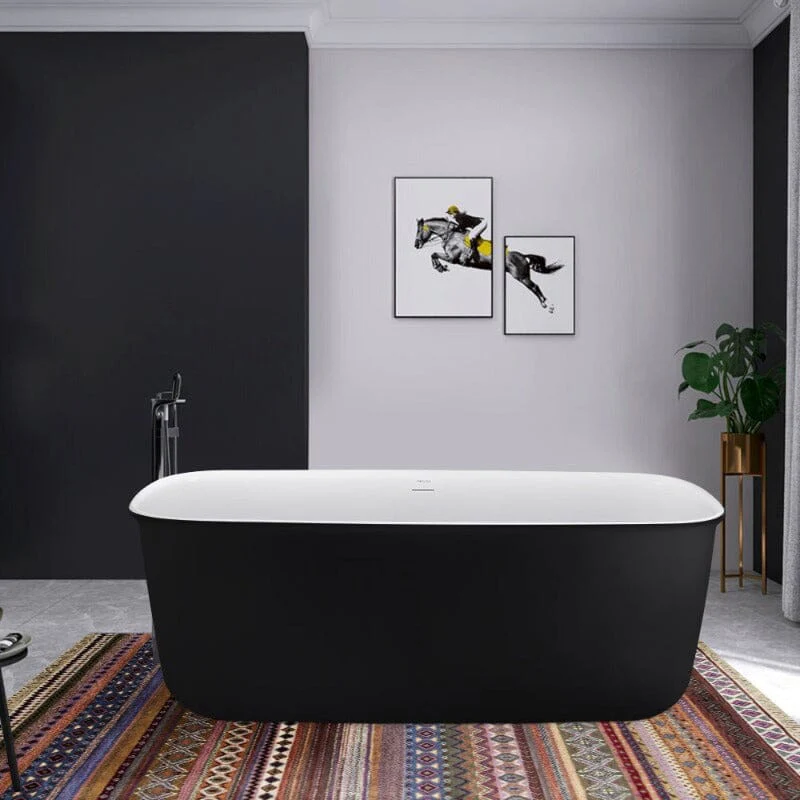 Mokleba 63" Acrylic Flatbottom Bathtub with Roll Top Freestanding Soaking Tub - Image 3