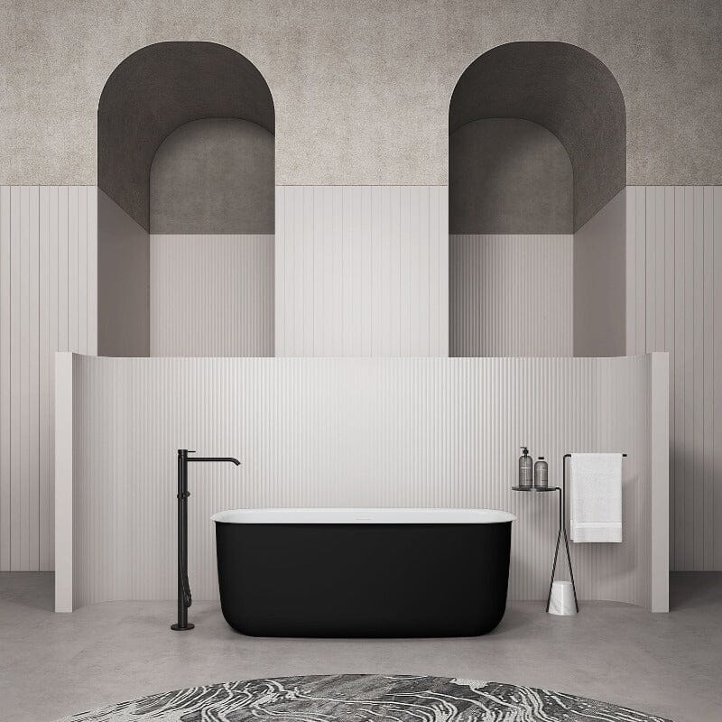Mokleba 63" Acrylic Flatbottom Bathtub with Roll Top Freestanding Soaking Tub - Image 5