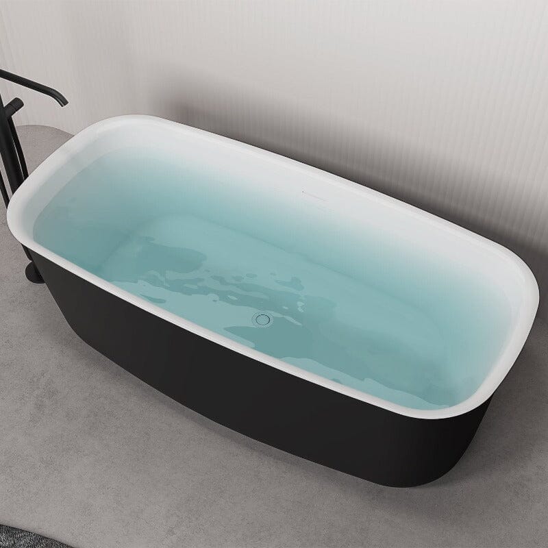 Mokleba 63" Acrylic Flatbottom Bathtub with Roll Top Freestanding Soaking Tub - Image 6
