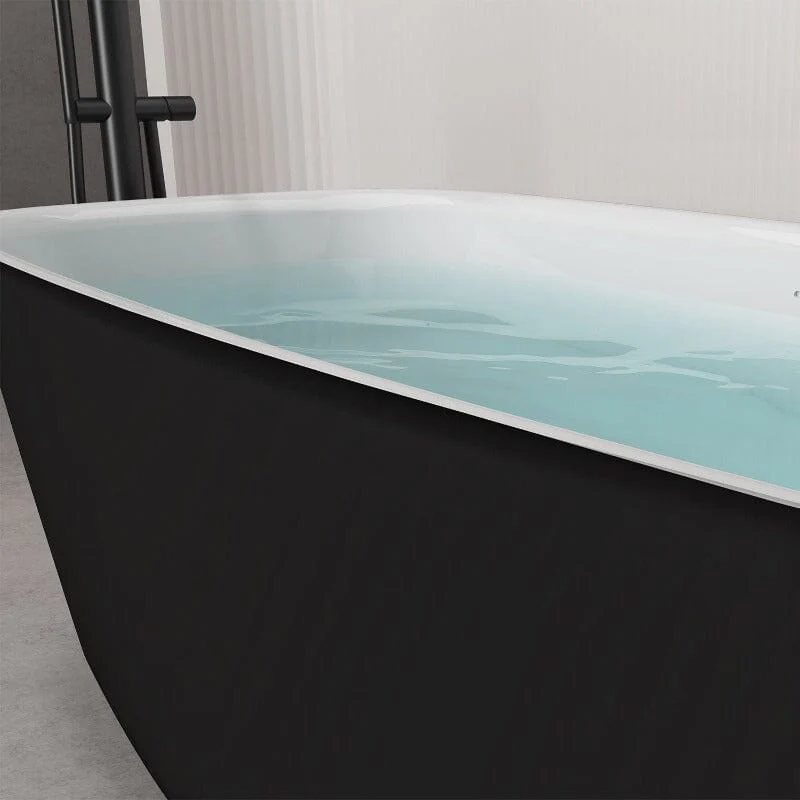 Mokleba 63" Acrylic Flatbottom Bathtub with Roll Top Freestanding Soaking Tub - Image 8