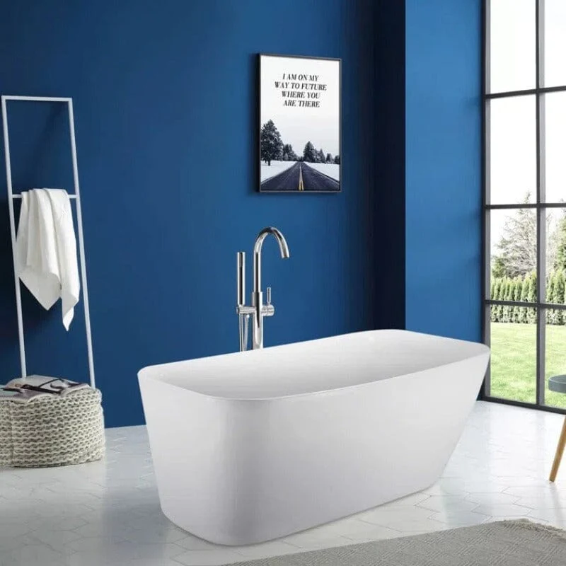 Mokleba 63" Acrylic Single Slipper Tub Freestanding Soaking Bathtub - Image 4