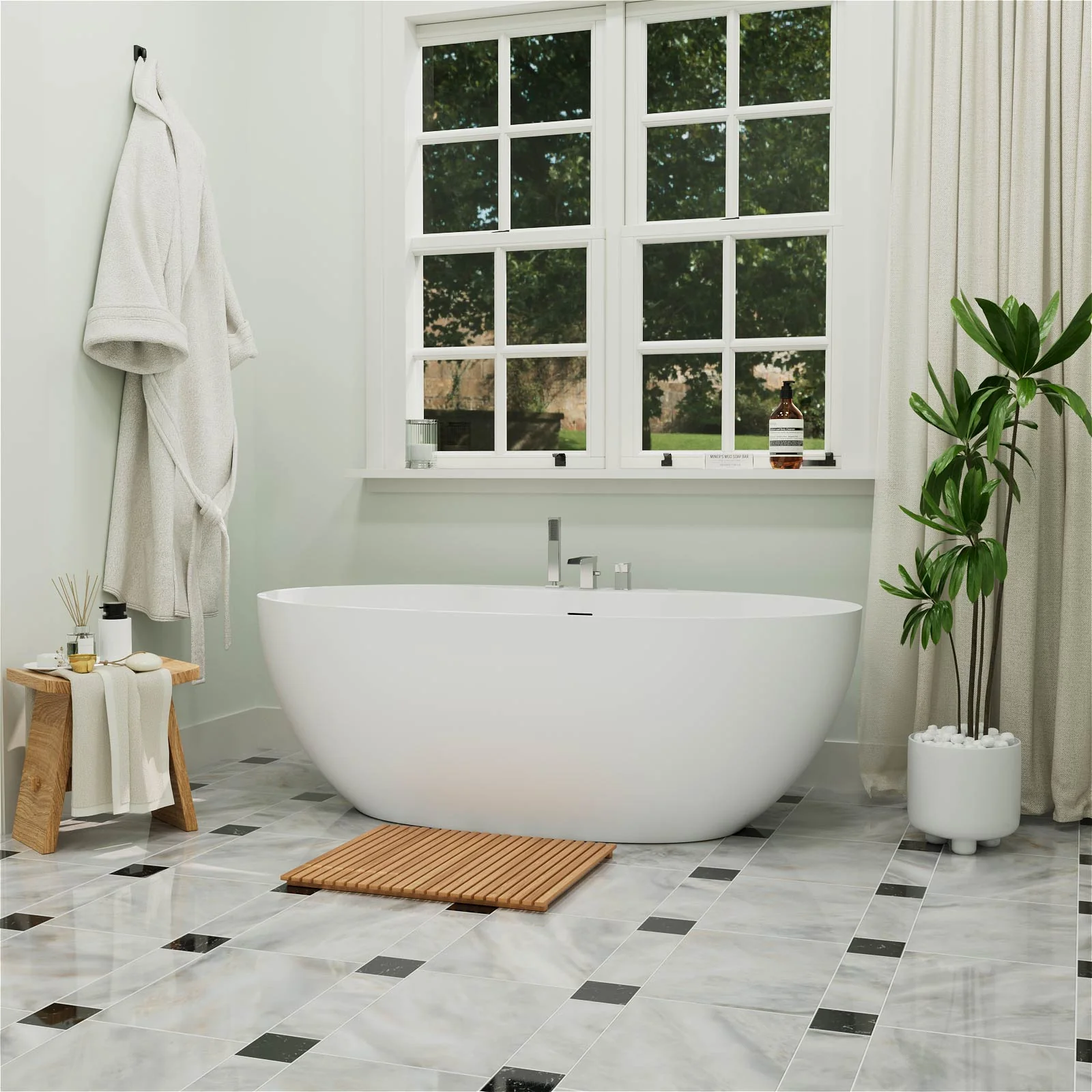 63" Freestanding Bathtub with Deck-Mounted - Free Faucet & Hand Shower Included - Image 5