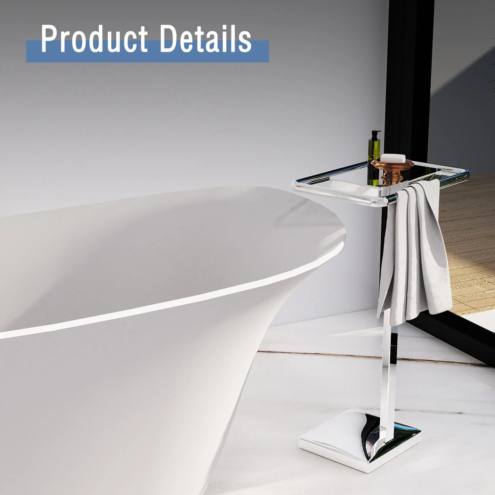63" Solid Surface Ergonomic Freestanding Slipper Bathtub - Image 11