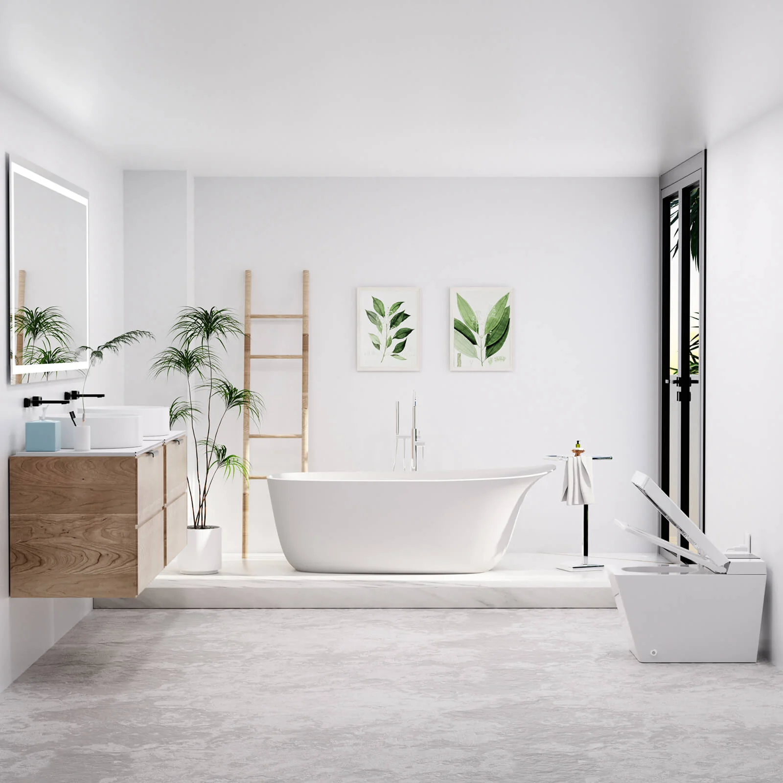 63" Solid Surface Ergonomic Freestanding Slipper Bathtub - Image 6