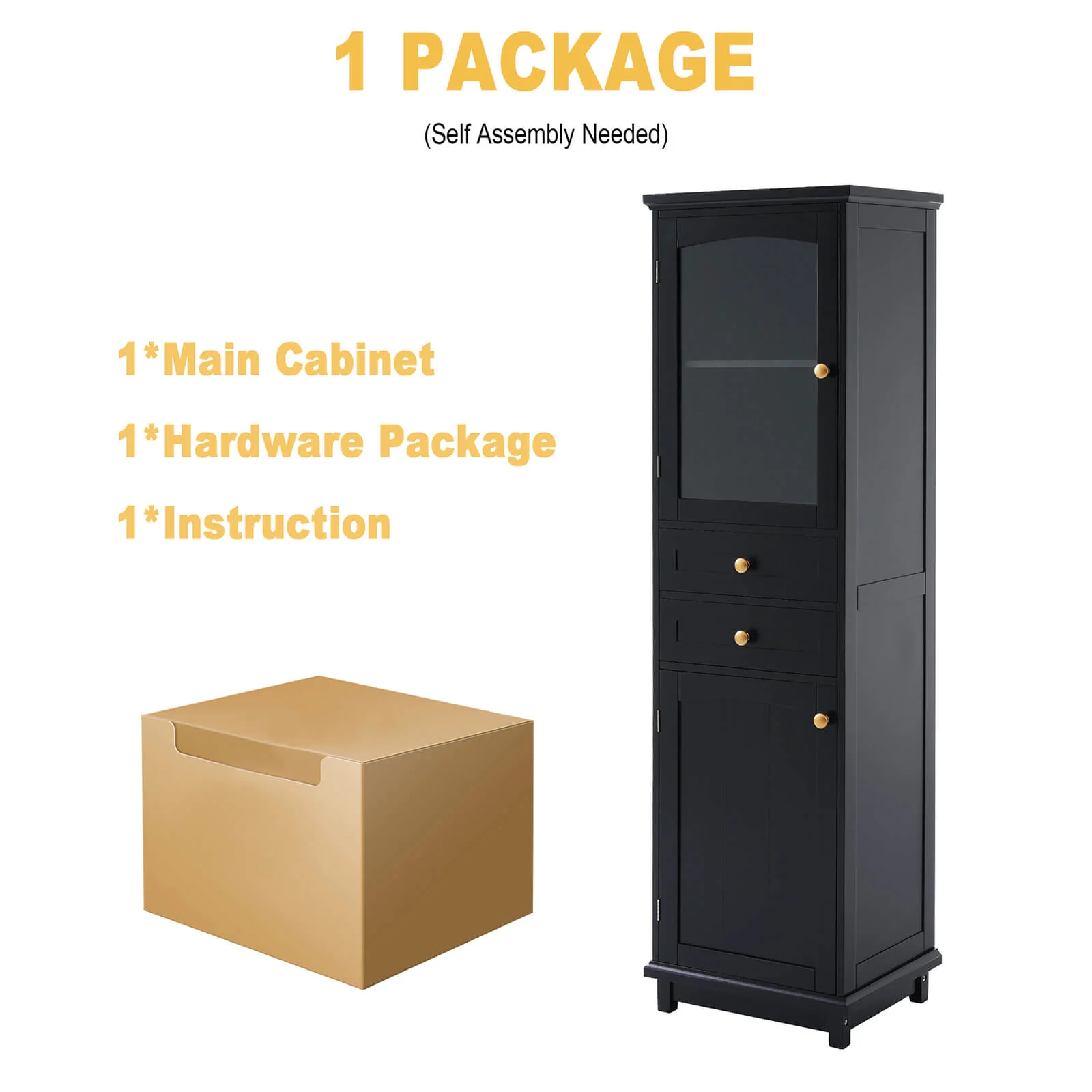 63" Tall Black Freestanding Linen Cabinet - Image 8