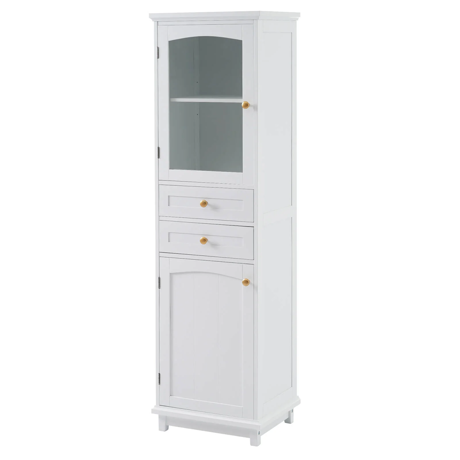 63" Tall White Freestanding Linen Cabinet - Image 12