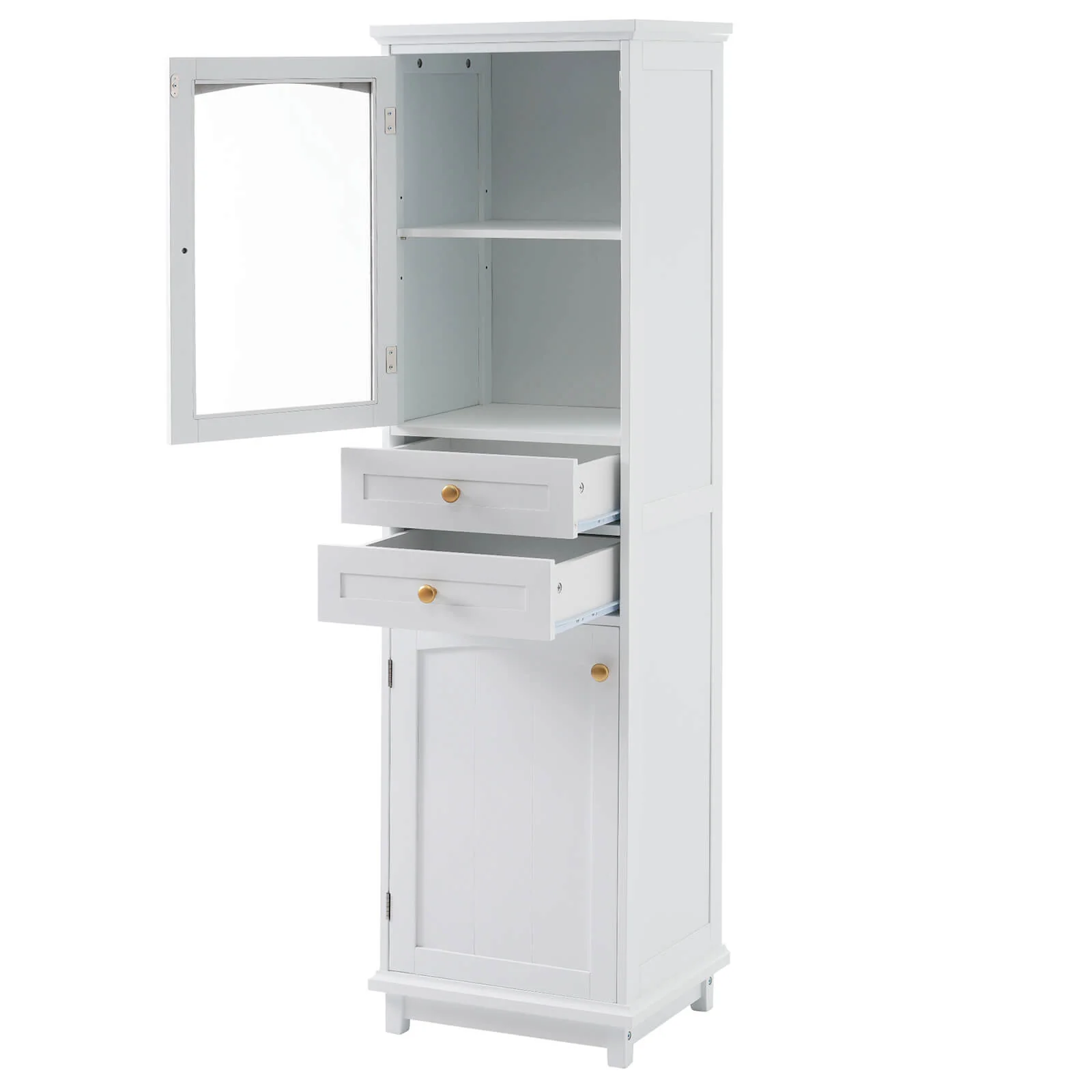 63" Tall White Freestanding Linen Cabinet - Image 13