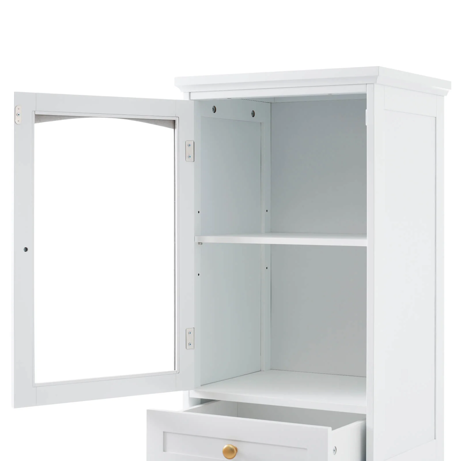63" Tall White Freestanding Linen Cabinet - Image 17