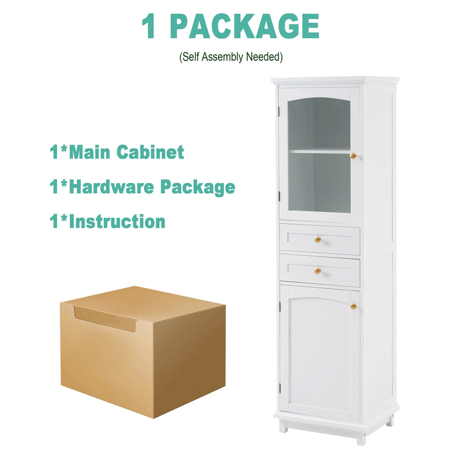 63" Tall White Freestanding Linen Cabinet - Image 8