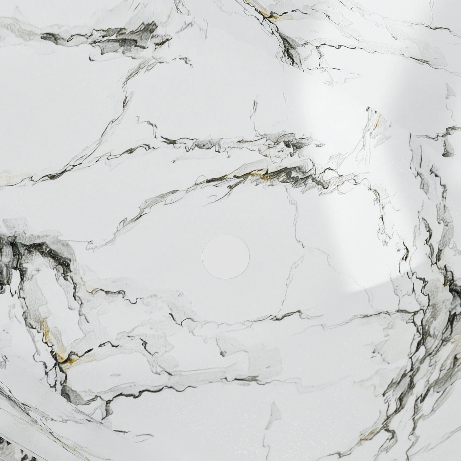 63" White Freestanding Bathtub with Marble Veining, Luxury Wave Design Stone Resin Soaking Tub - Image 4