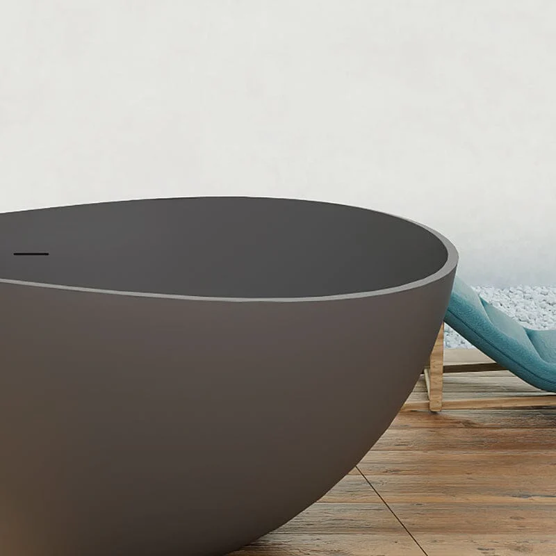 63" Wave Shaped Freestanding Stone Resin Soaking Bathtub - Image 20