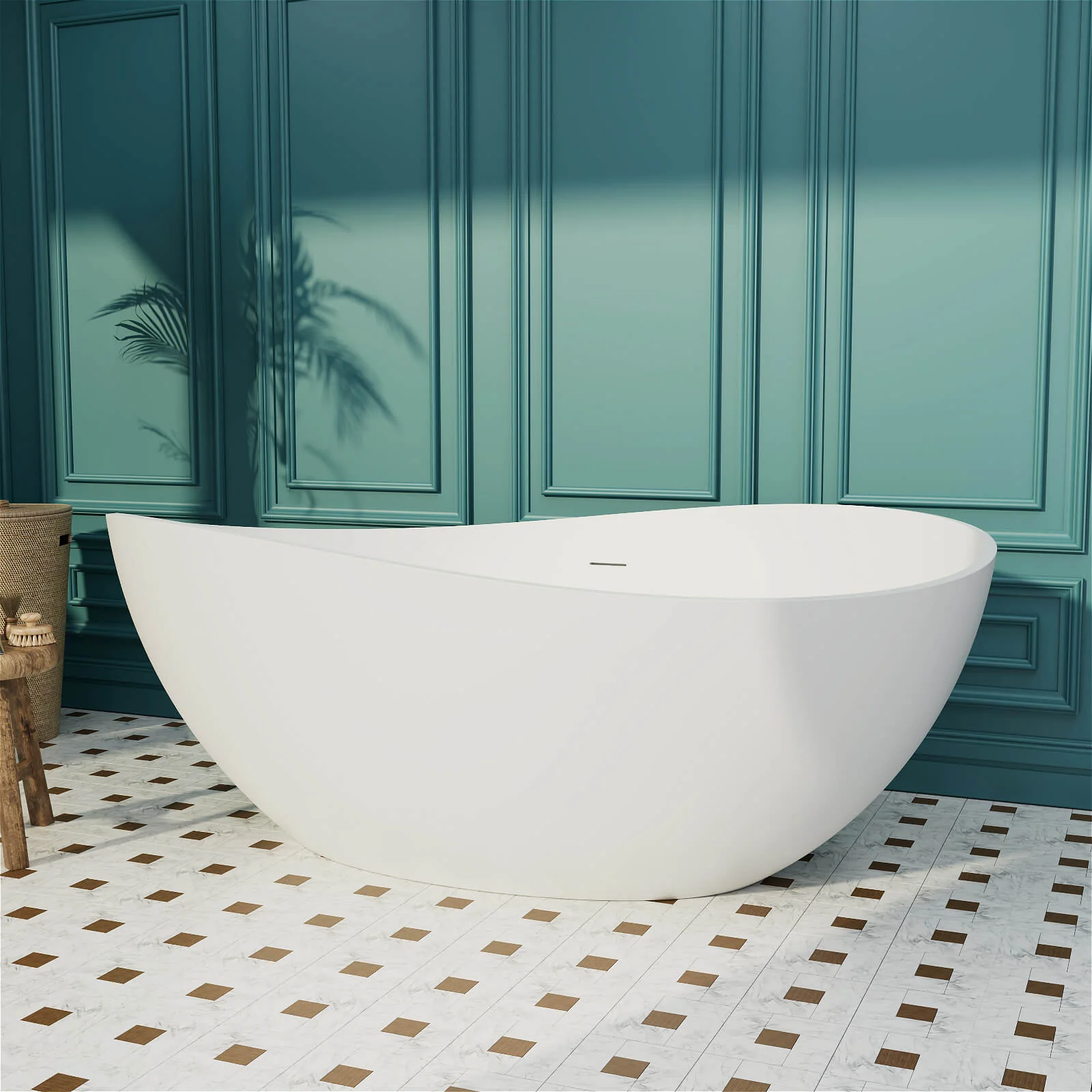 63" Wave Shaped Freestanding Stone Resin Soaking Bathtub - Image 24