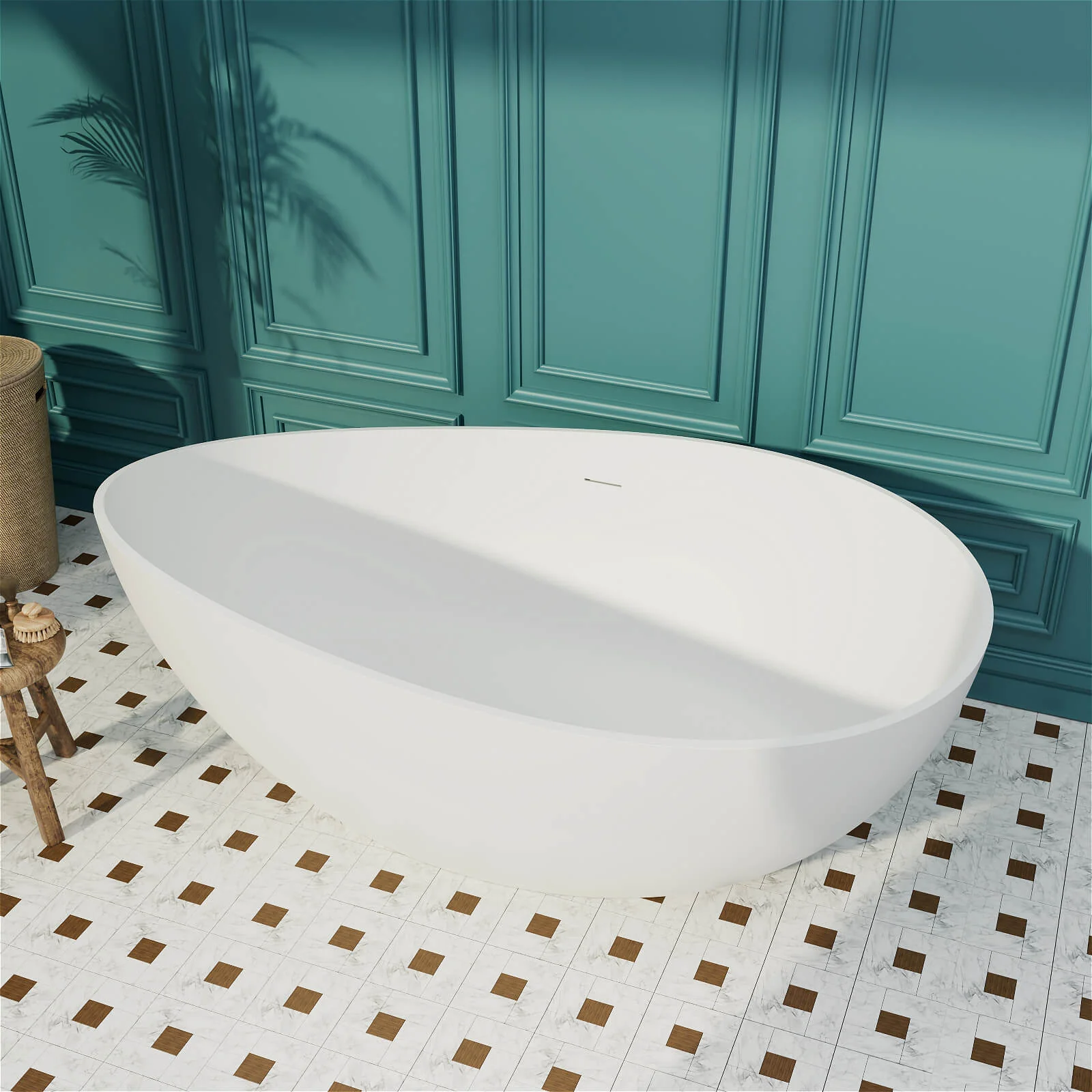 63" Wave Shaped Freestanding Stone Resin Soaking Bathtub - Image 25