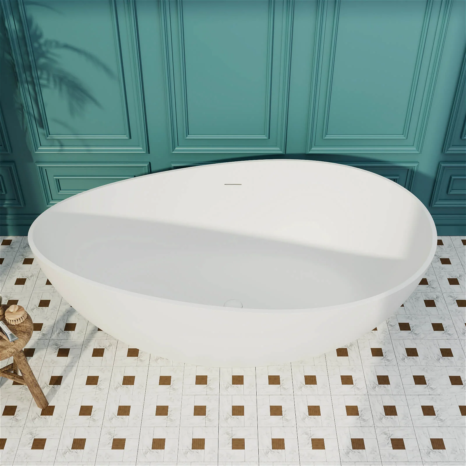 63" Wave Shaped Freestanding Stone Resin Soaking Bathtub - Image 27
