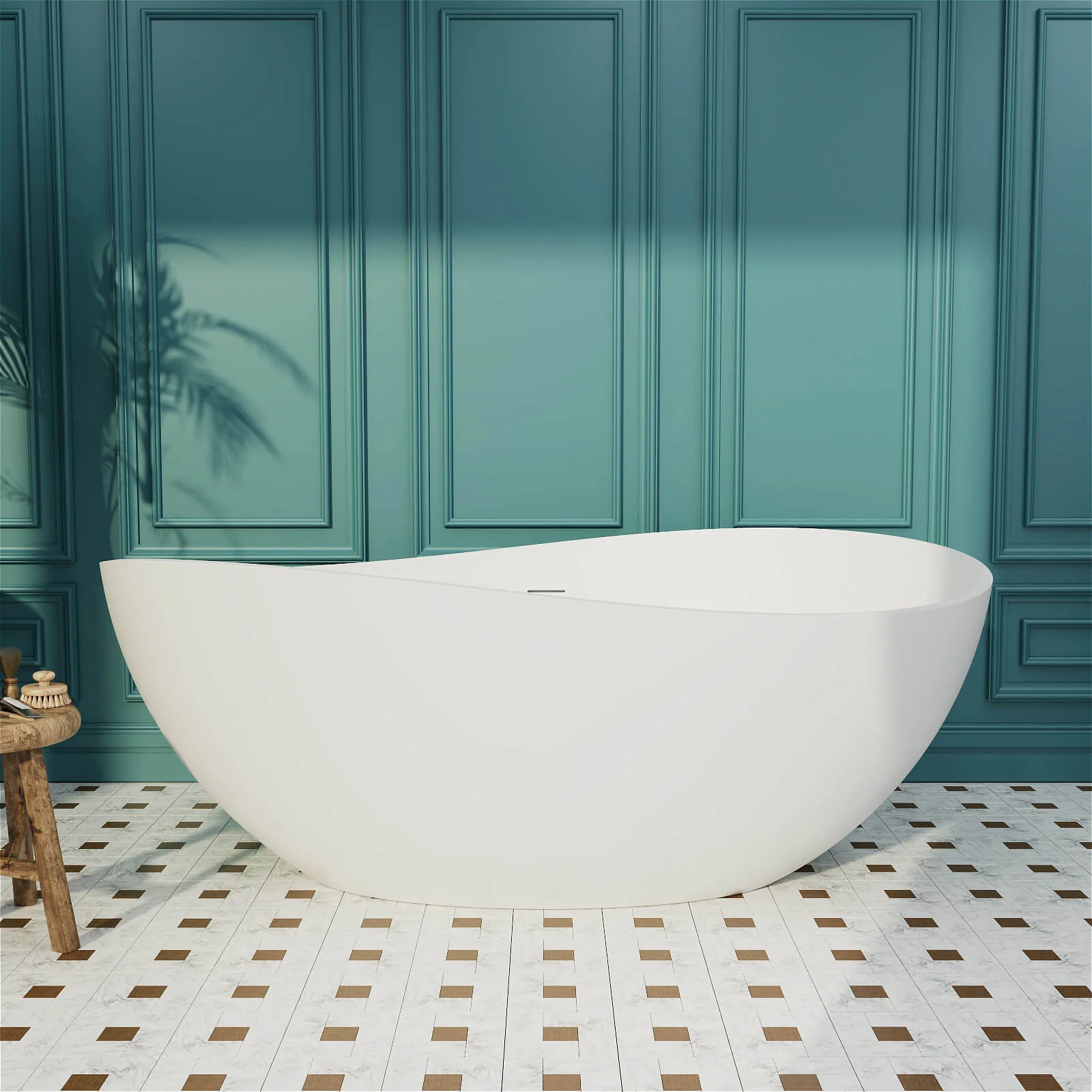 63" Wave Shaped Freestanding Stone Resin Soaking Bathtub - Image 28