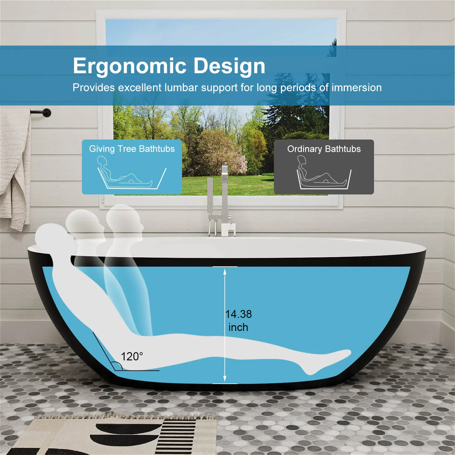 65" Solid Surface Stone Resin Modern Oval Shaped Freestanding Soaking Bathtub with Overflow - Image 46