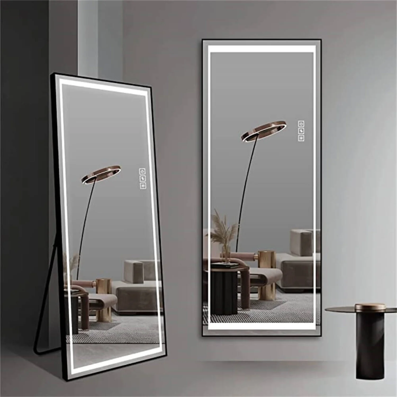 65"x21" Full Length LED Floor Mirror with 3-Color Dimmable Lights - Image 3