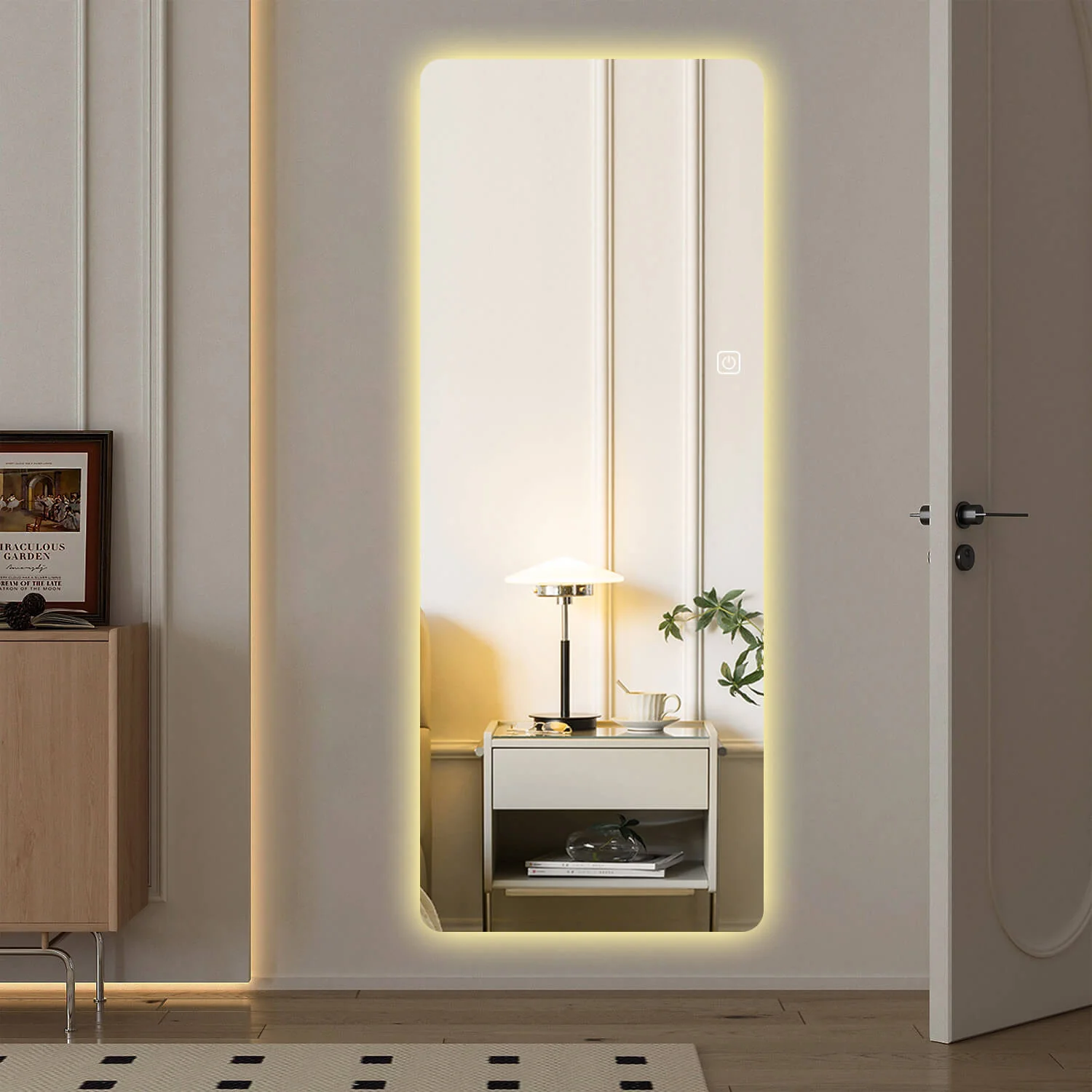 65" x 21" LED Full Length Mirror with 3-Color Dimmable Lights, Wall Mount - Image 2