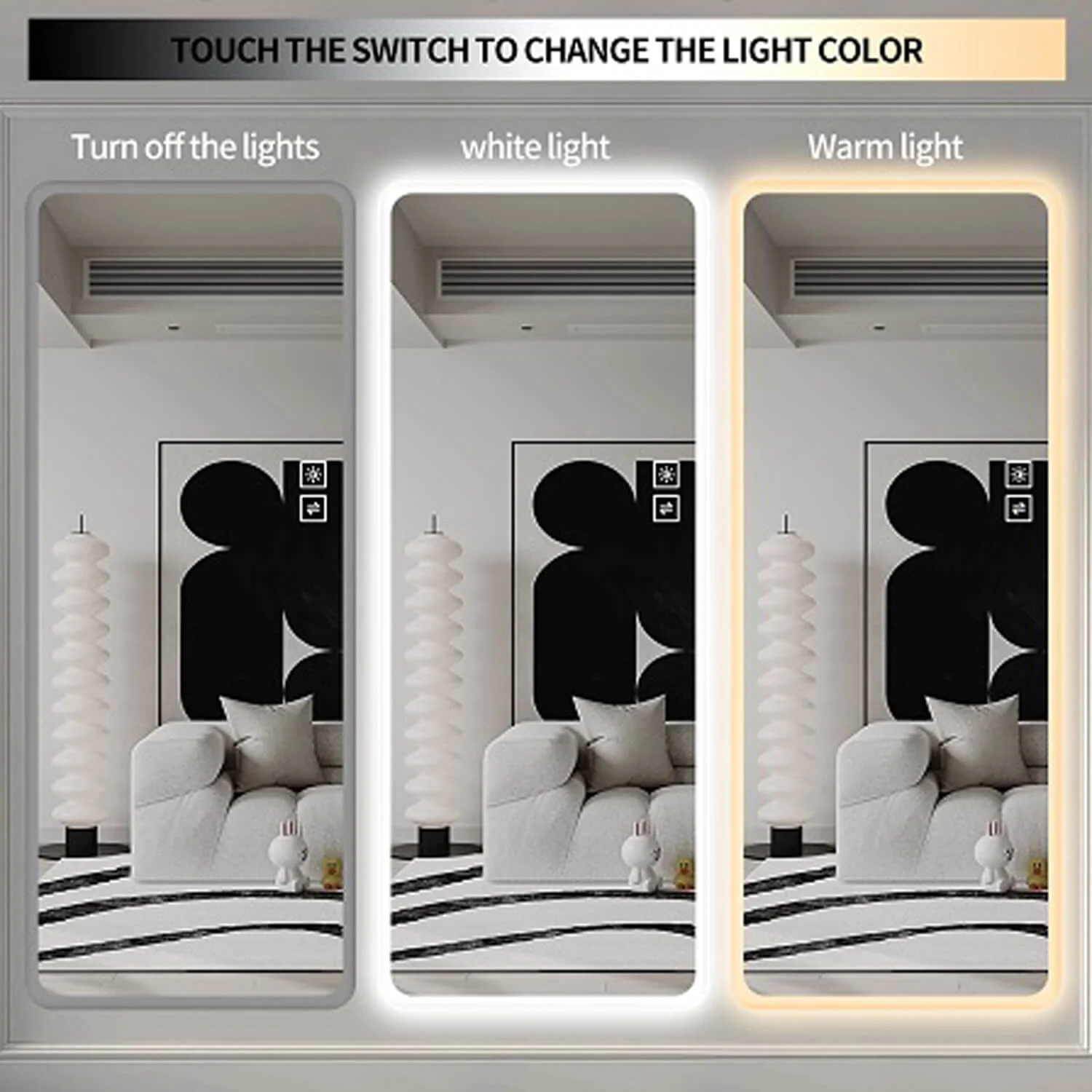 65" x 21" LED Lighted Vanity Mirror with Dimmable Lights, Wall Mount - Image 11