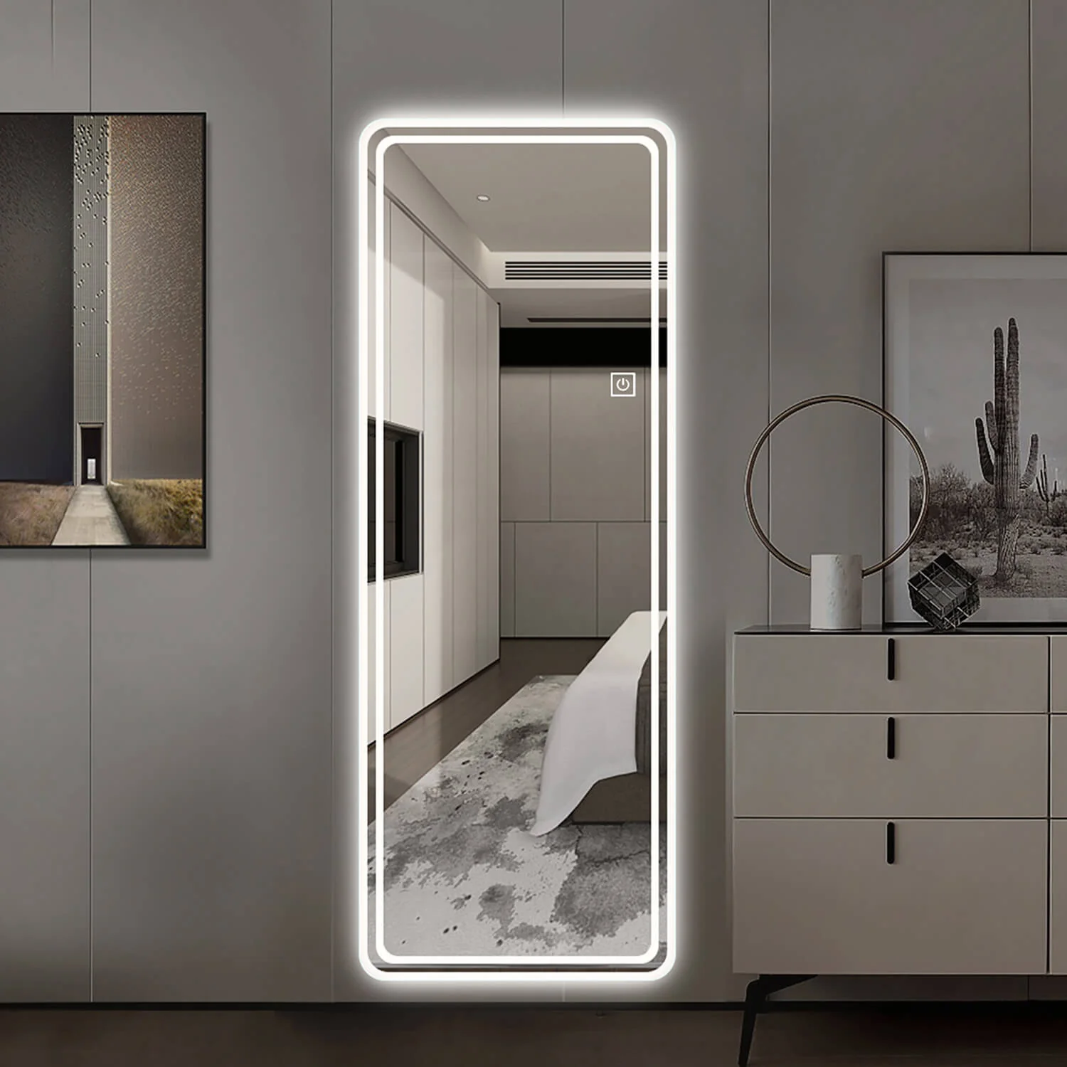 65" x 24" Full Length LED Mirror with 3 Color Modes & Dimming