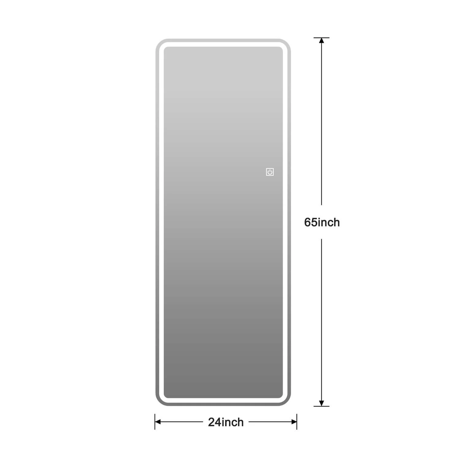 65" x 24" Full Length LED Mirror with 3 Color Modes & Dimming - Image 10