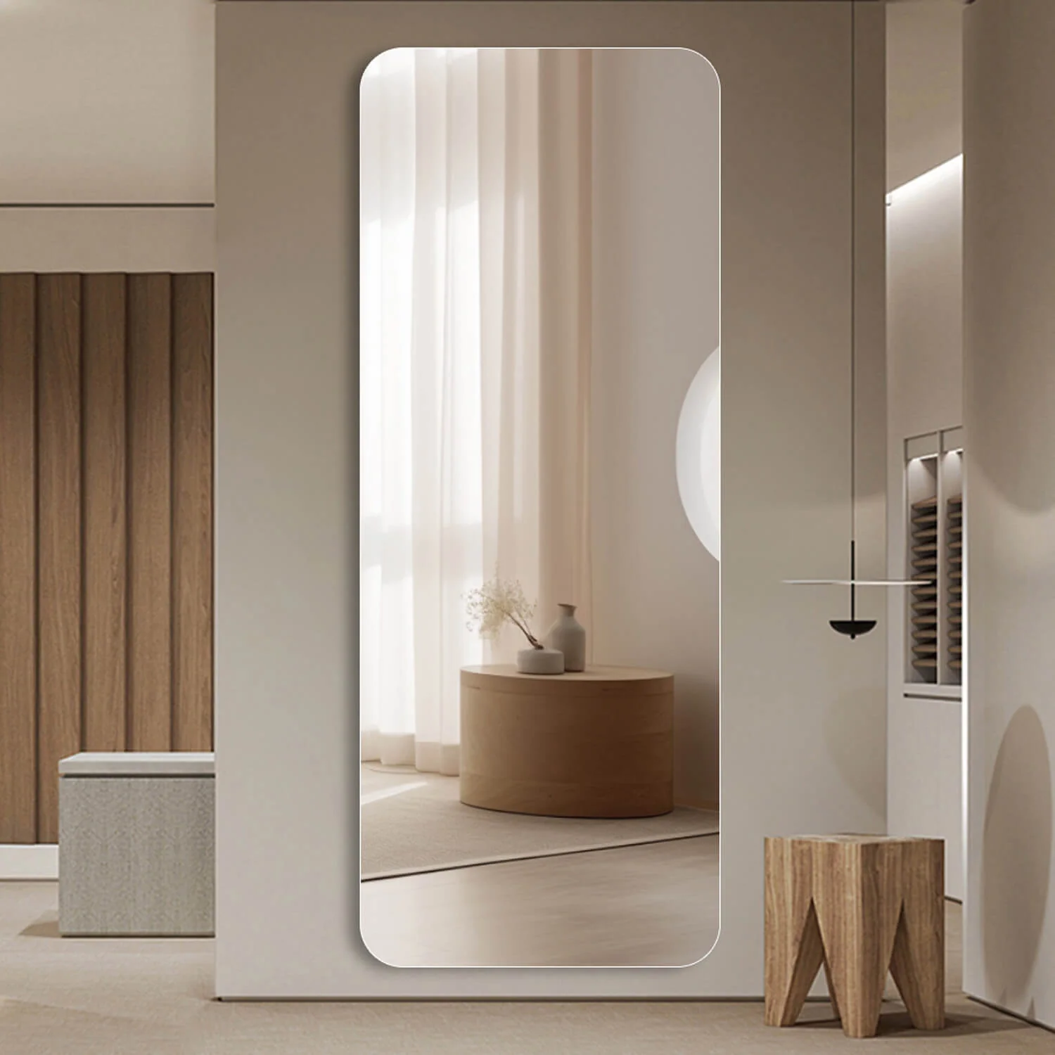 65"x 24" Full Length Silver Explosion-Proof Mirror with Rounded Corners
