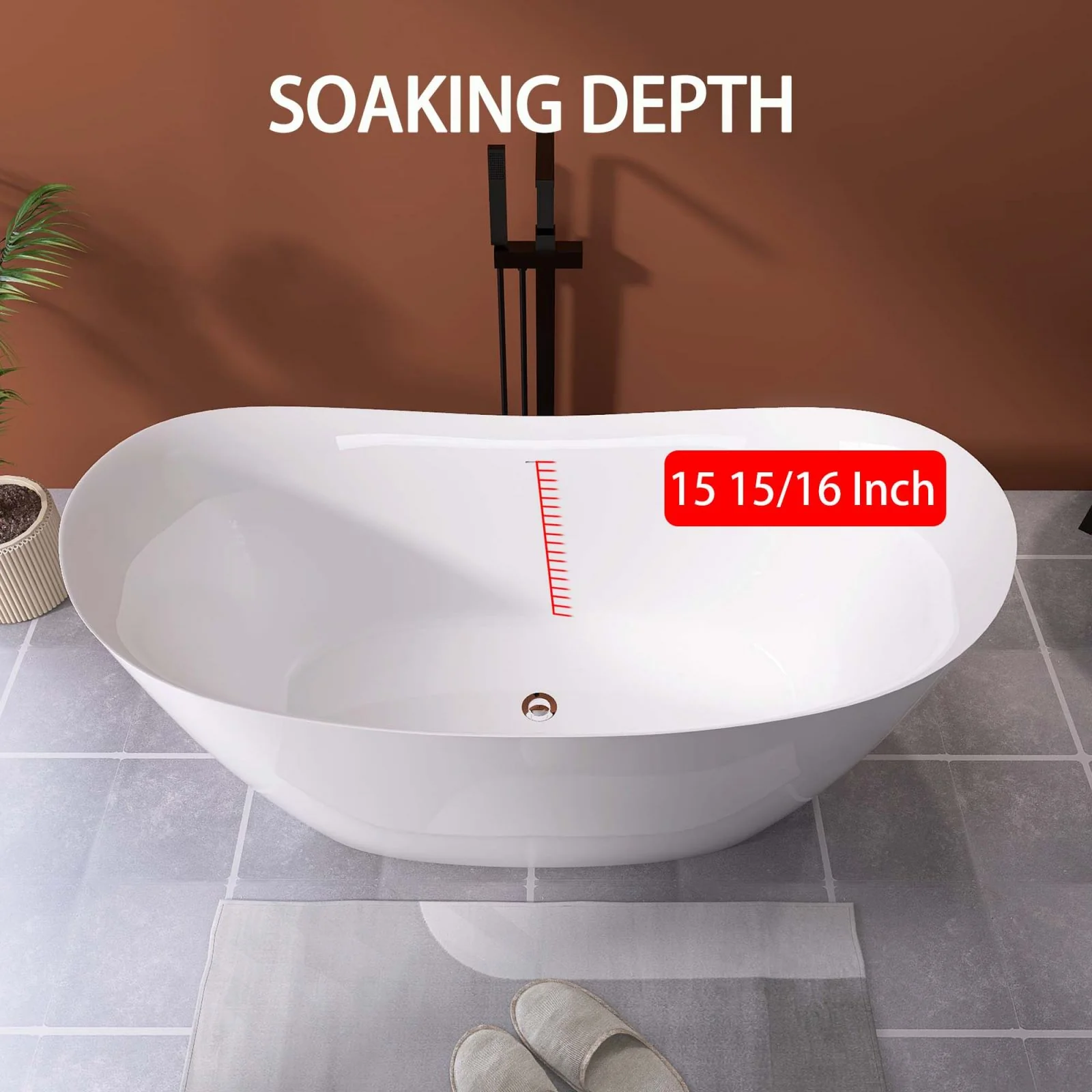 66" Insulated Double Slipper Freestanding Bathtub - Image 6