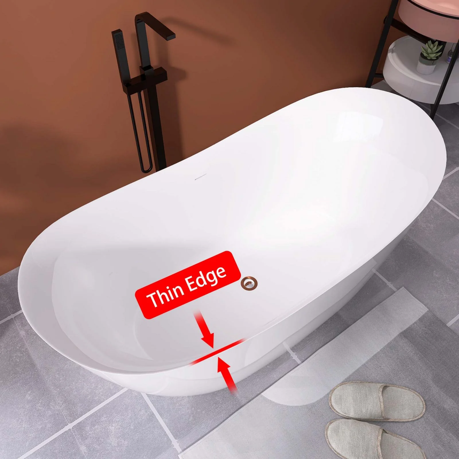 66" Insulated Double Slipper Freestanding Bathtub - Image 7