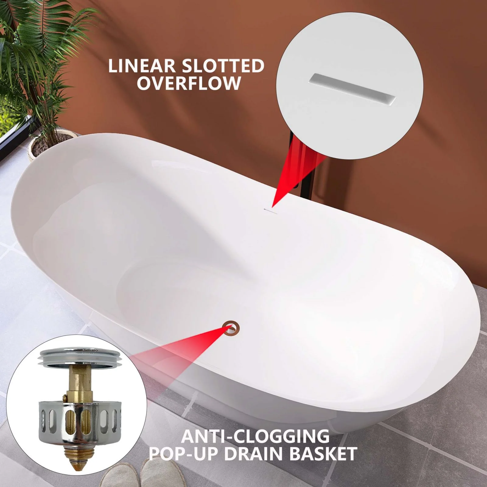 66" Insulated Double Slipper Freestanding Bathtub - Image 8