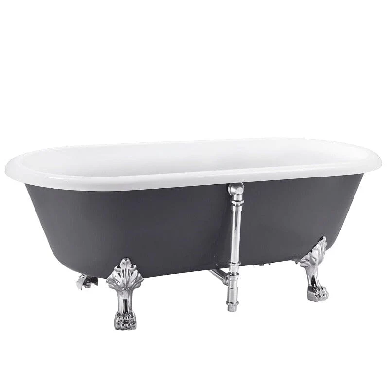 67" Acrylic Double-Slipper Clawfoot Bathtub Freestanding Soaking Tub with Drain - Image 14