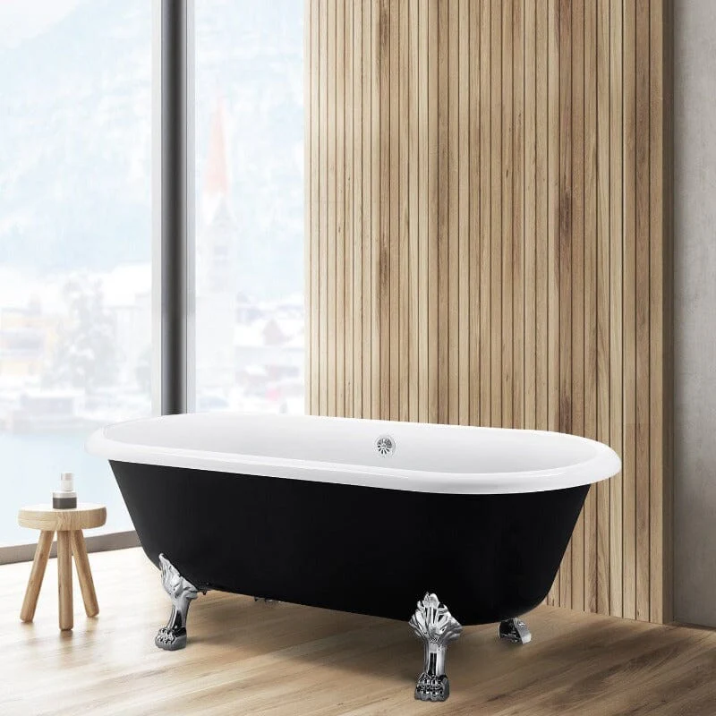 67" Acrylic Double-Slipper Clawfoot Bathtub Freestanding Soaking Tub with Drain - Image 16