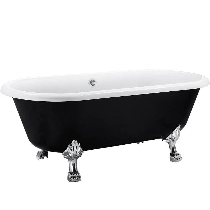 67" Acrylic Double-Slipper Clawfoot Bathtub Freestanding Soaking Tub with Drain - Image 17