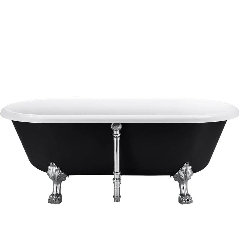 67" Acrylic Double-Slipper Clawfoot Bathtub Freestanding Soaking Tub with Drain - Image 18